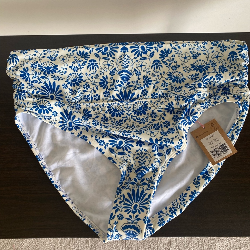 NWT Boden Blue and White Floral Bikini Bottom
